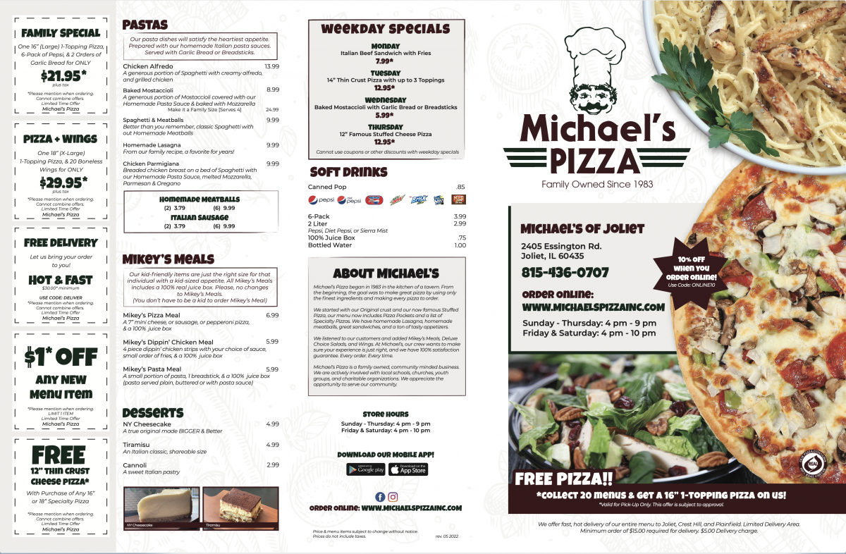 Michaels Pizza Menu Michaels Pizza Menu
